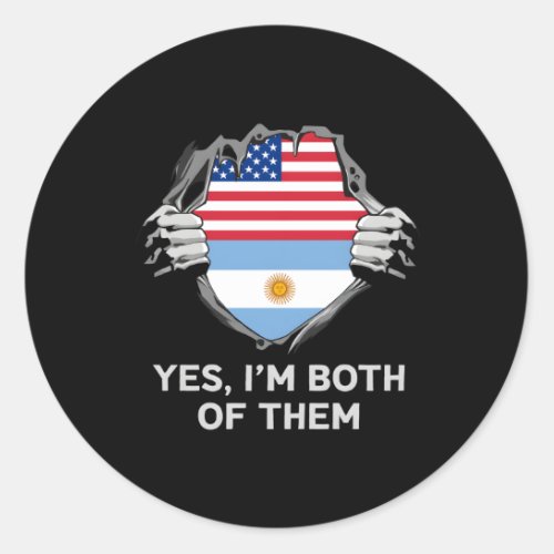 Half American Half Argentine Usa Argentina Flag S Classic Round Sticker