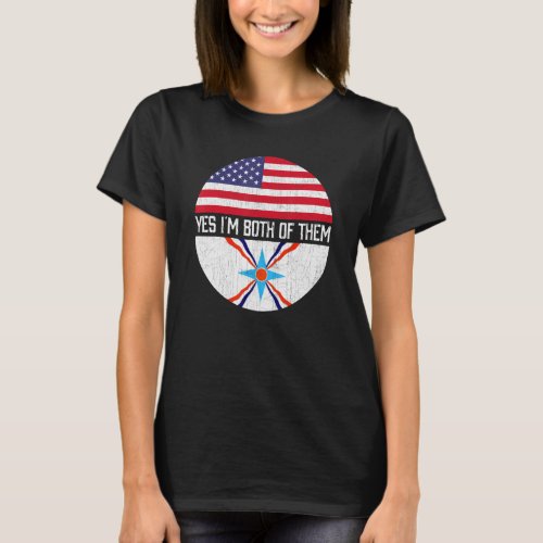 Half American Half Assyrian Usa Flag Family Herita T_Shirt