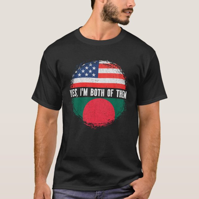 Half American Half bangladeshi USA Flag Bangladesh T-Shirt (Front)