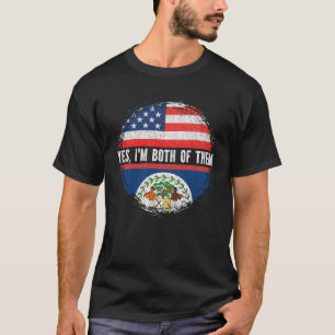 Half American Half Belizean USA Flag Belize T-Shirt