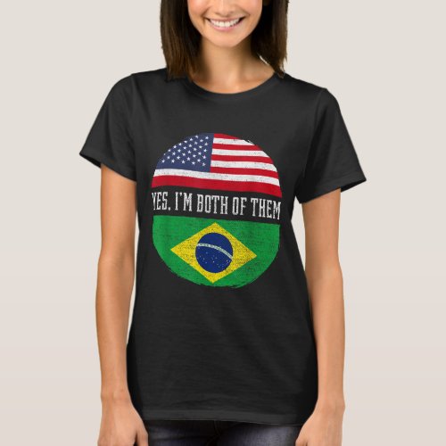 Half American Half Brazilian USA Flag Brazil Herit T_Shirt
