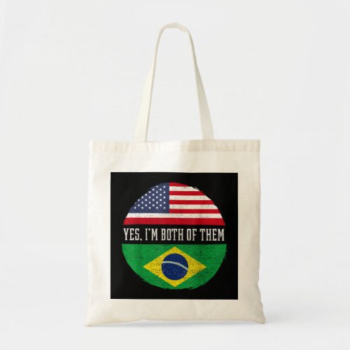 Half American Half Brazilian USA Flag Brazil Herit Tote Bag