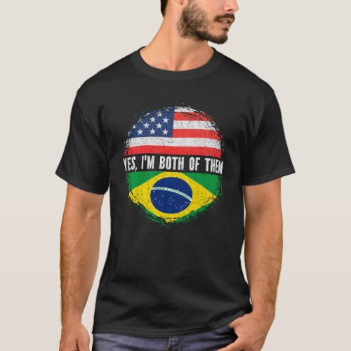 Half American Half Brazilian USA Flag Brazil  T_Shirt