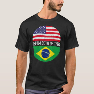 Half American Half Brazilian Usa Flag Family Herit T-Shirt