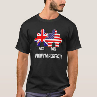 Half American Half British Flag Map Combined USA U T-Shirt