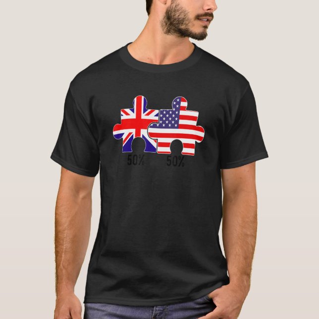 Half American Half British Flag Map Combined USA U T-Shirt (Front)