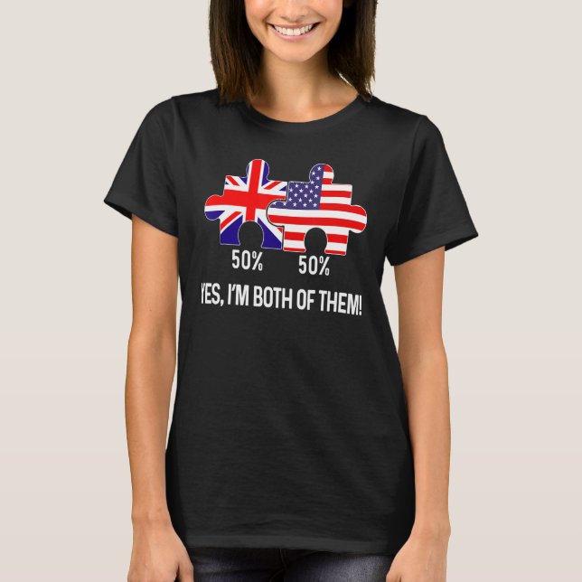 Half American Half British Flag Map Combined USA U T-Shirt (Front)