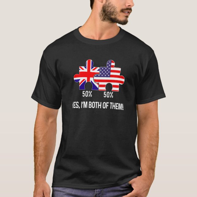Half American Half British Flag Map Combined USA U T-Shirt (Front)