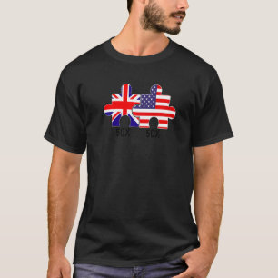 Half American Half British Flag Map Combined USA U T-Shirt