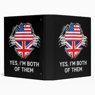 Half American Half British USA England Flag Mens W 3 Ring Binder