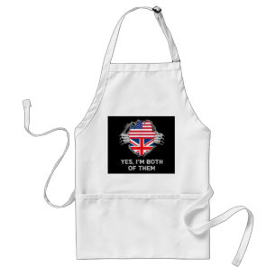 Half American Half British USA England Flag Mens W Adult Apron