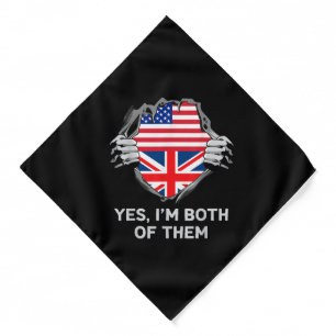 Half American Half British USA England Flag Mens W Bandana
