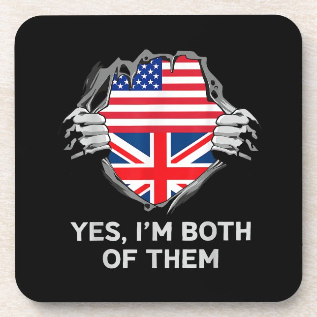 Half American Half British USA England Flag Mens W Beverage Coaster (Front)
