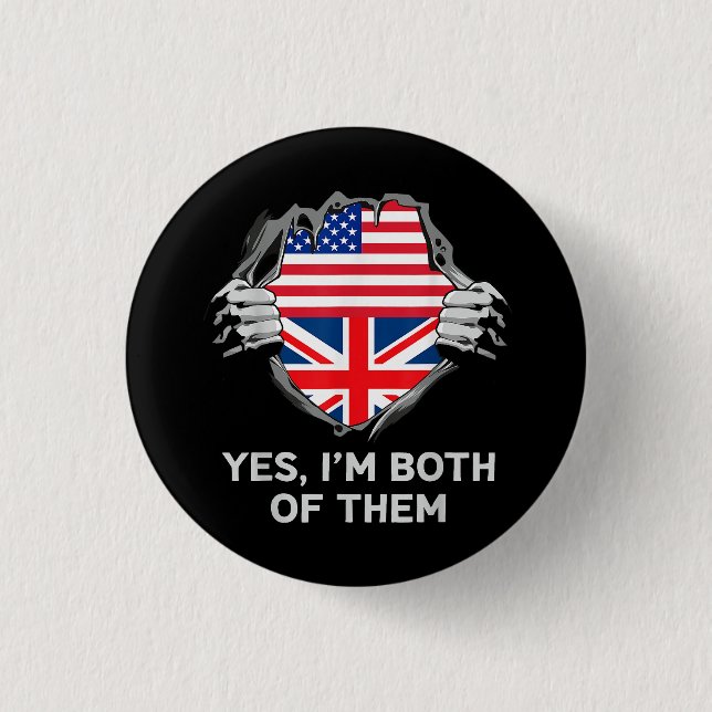 Half American Half British USA England Flag Mens W Button (Front)