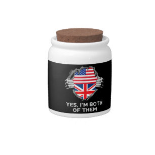 Half American Half British USA England Flag Mens W Candy Jar