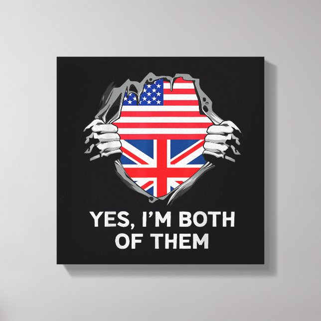 Half American Half British USA England Flag Mens W Canvas Print (Front)