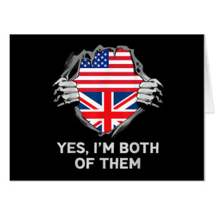 Half American Half British USA England Flag Mens W Card