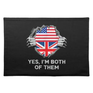 Half American Half British USA England Flag Mens W Cloth Placemat
