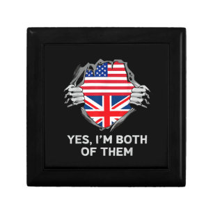 Half American Half British USA England Flag Mens W Gift Box