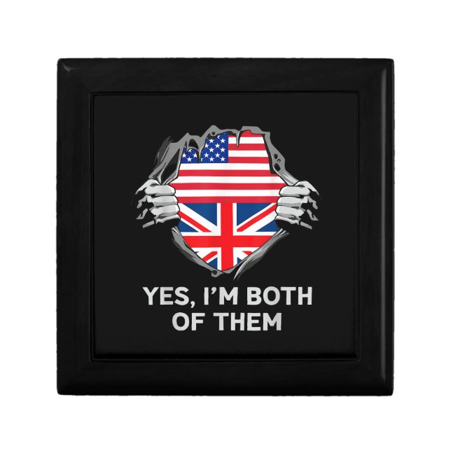 Half American Half British USA England Flag Mens W Gift Box (Front)