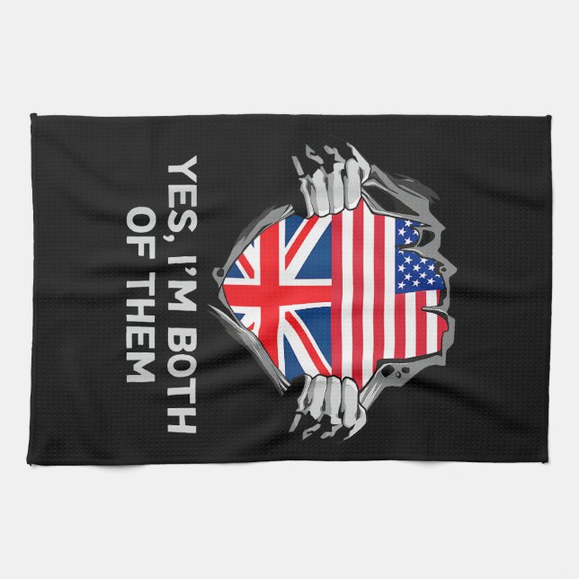 Half American Half British USA England Flag Mens W Kitchen Towel (Horizontal)