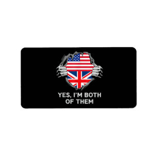 Half American Half British USA England Flag Mens W Label