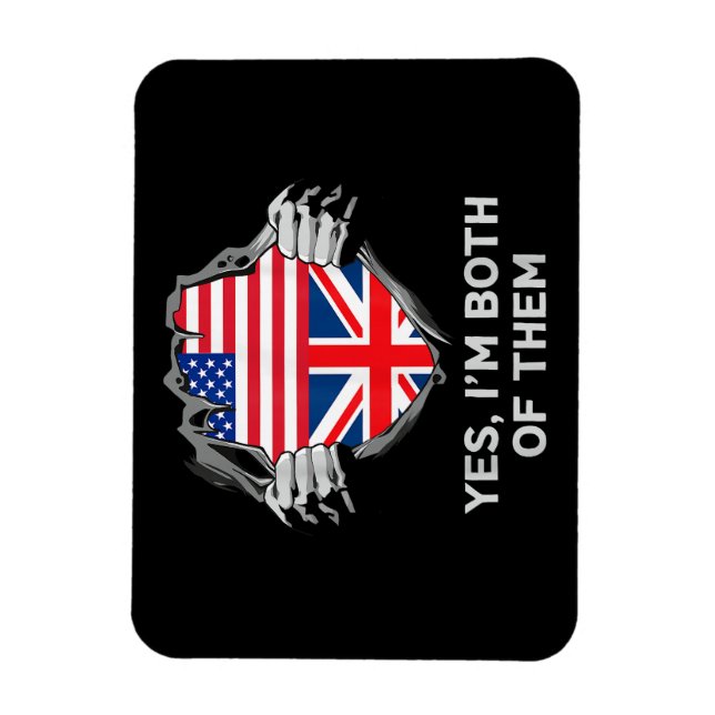 Half American Half British USA England Flag Mens W Magnet (Vertical)