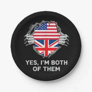 Half American Half British USA England Flag Mens W Paper Plates