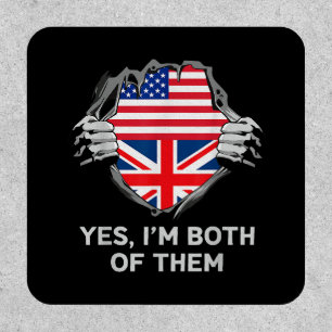 Half American Half British USA England Flag Mens W Patch