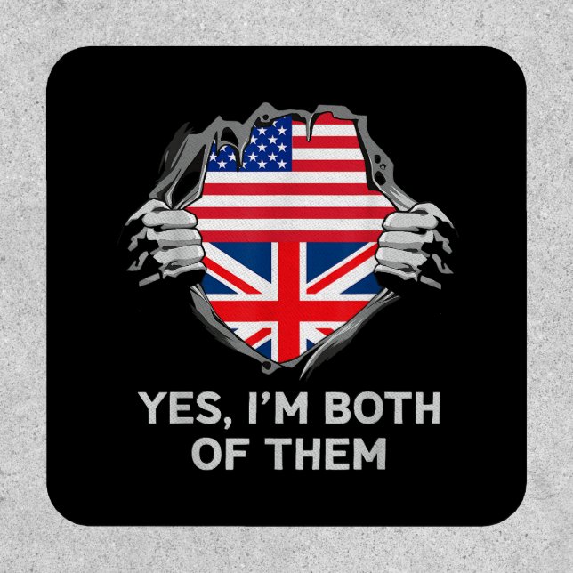 Half American Half British USA England Flag Mens W Patch (Front)