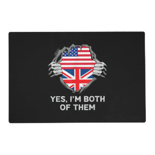 Half American Half British USA England Flag Mens W Placemat