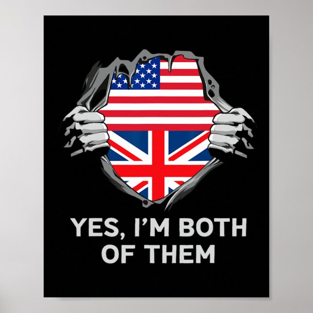 Half American Half British Usa England Flag Mens W Poster (Front)