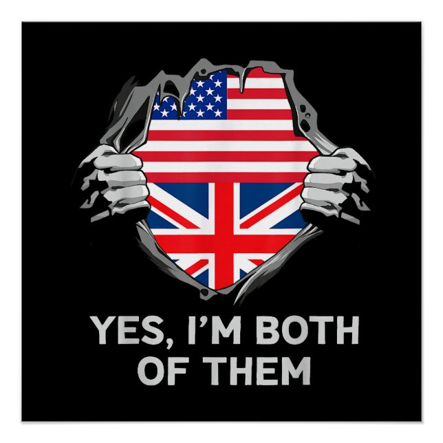 Half American Half British USA England Flag Mens W Poster (Front)