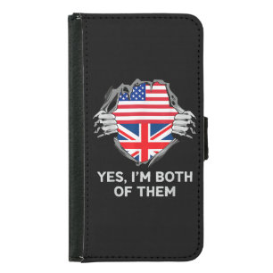 Half American Half British USA England Flag Mens W Samsung Galaxy S5 Wallet Case