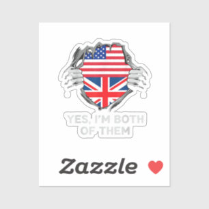 Half American Half British USA England Flag Mens W Sticker