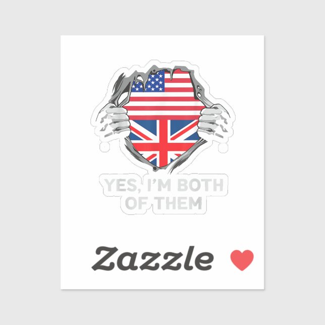 Half American Half British USA England Flag Mens W Sticker (Sheet)