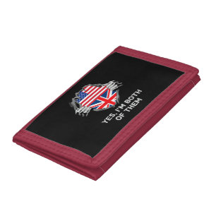 Half American Half British USA England Flag Mens W Trifold Wallet
