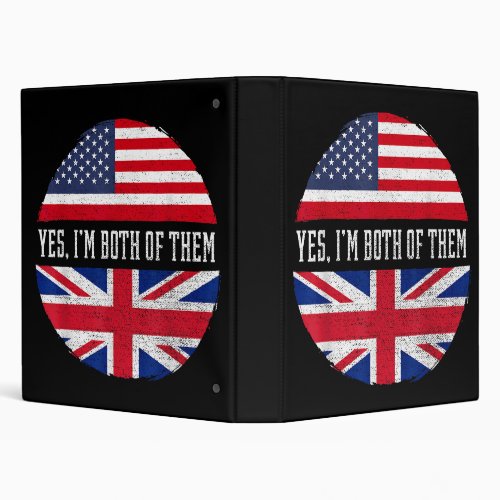 Half American Half British USA Flag United Kingdom 3 Ring Binder