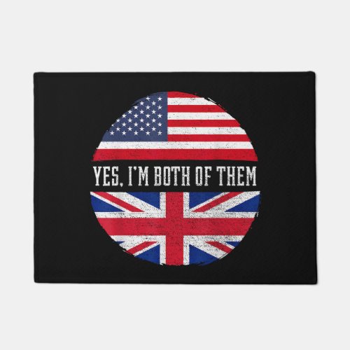 Half American Half British USA Flag United Kingdom Doormat