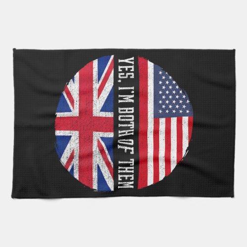 Half American Half British USA Flag United Kingdom Kitchen Towel