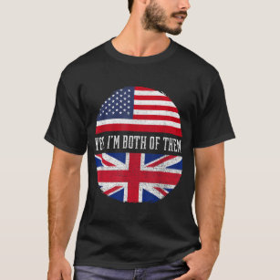Half American Half British USA Flag United Kingdom T-Shirt