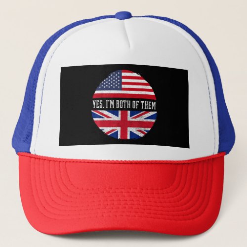 Half American Half British USA Flag United Kingdom Trucker Hat