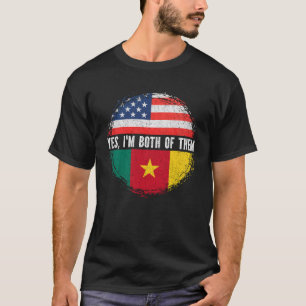 Half American Half Cameroonian USA Flag Cameroon T-Shirt