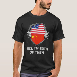 Half American Half Chinese USA China Flag Mens Wom T-Shirt