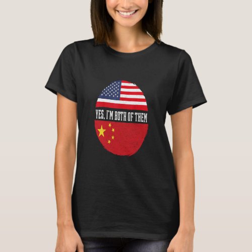 Half American Half Chinese USA Flag China Heritage T_Shirt