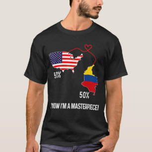Half American Half Colombian Flag Combined Map Col T-Shirt