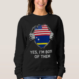Half American Half Curaçaoan USA Curaçao Flag Mens Sweatshirt