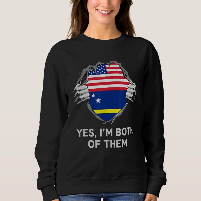 Half American Half Curaçaoan USA Curaçao Flag Mens Sweatshirt (Front)