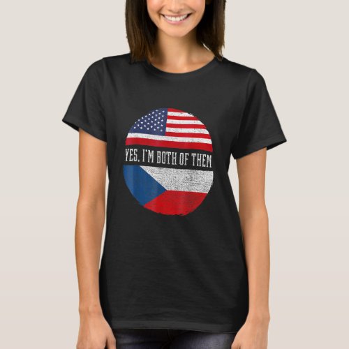 Half American Half Czech USA Flag Czech Republic H T_Shirt