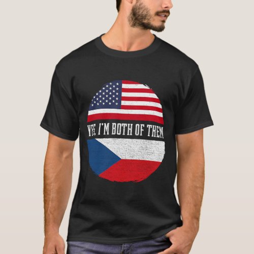 Half American Half Czech USA Flag Czech Republic H T_Shirt